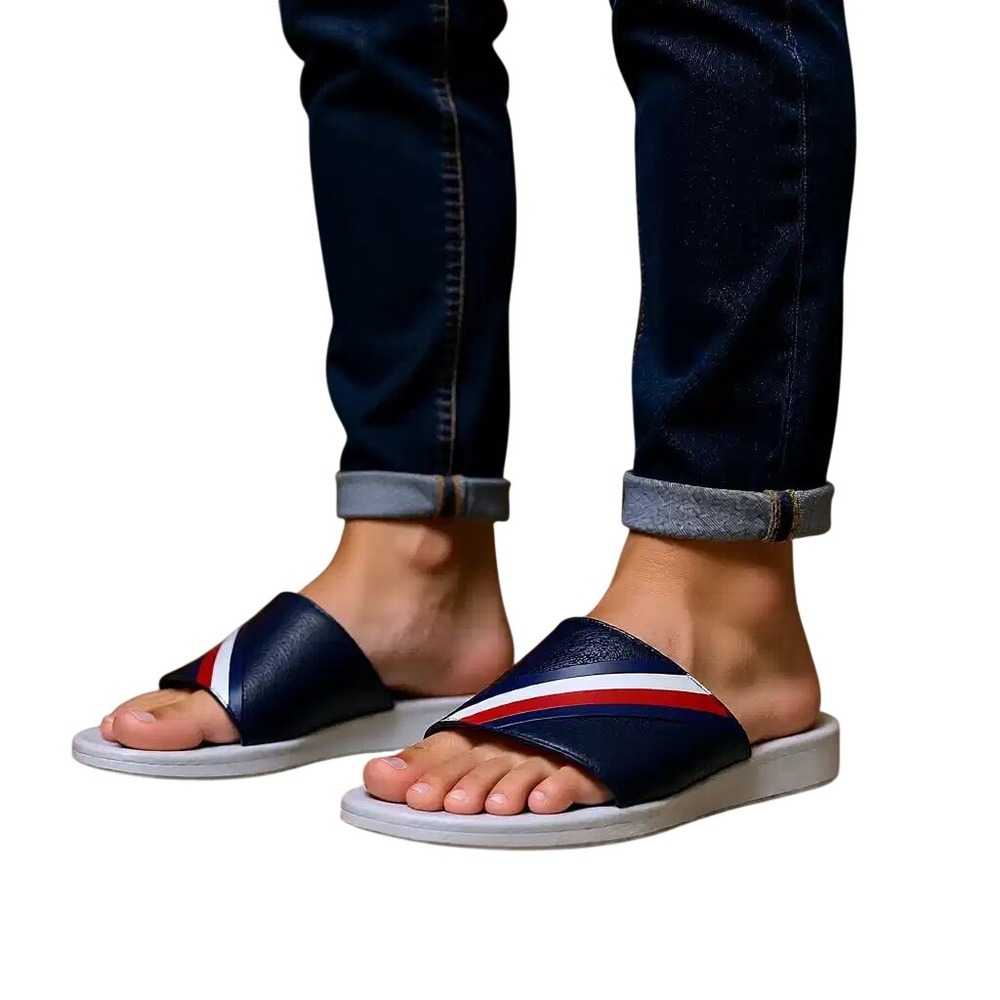 Tommy Hilfiger‎ Espina Mens Slide Sandals Navy White Red Stripe Size 12 M NIB